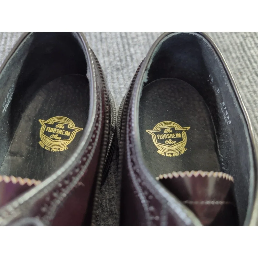 Florsheim Imperial Kenmoor Longwing Wingtip Oxford Shoes Men 12 Burgundy Leather